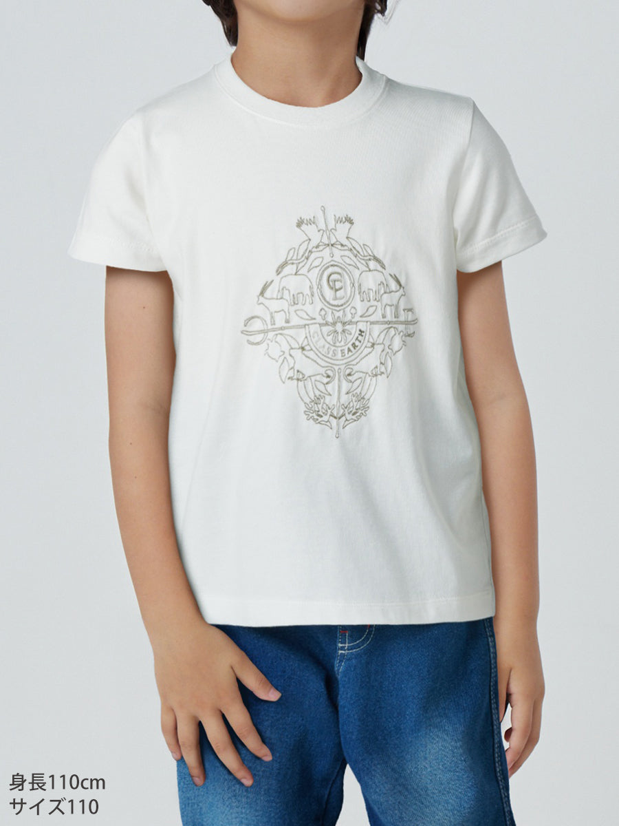 【Kids】Emblem of Endangered Species Embroidered T-shirt
